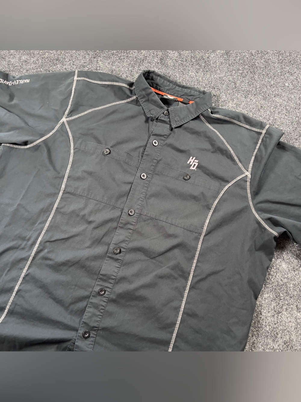 Harley Davidson 3XL Black Short Sleeve Mechanic Work Shirt Biker Moto